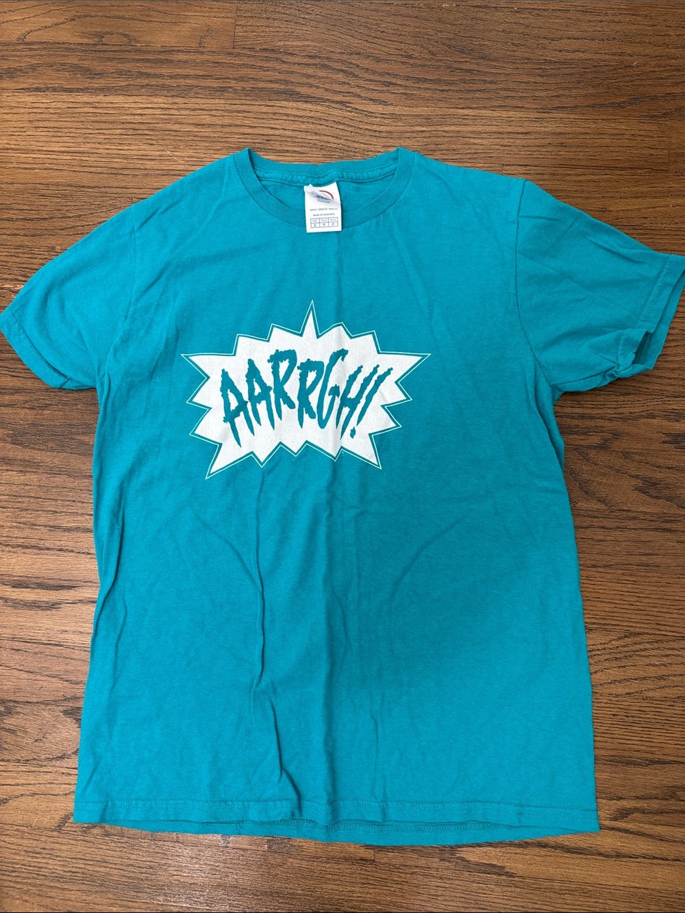 Teal Graphic 'AARRGH!' T‑Shirt NWOT